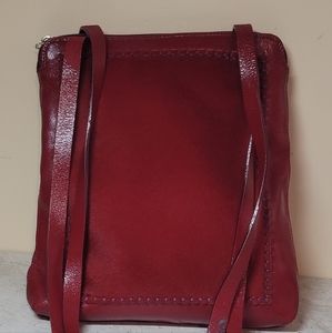 Red Leather and red Pony hair at Front Shoulder bag